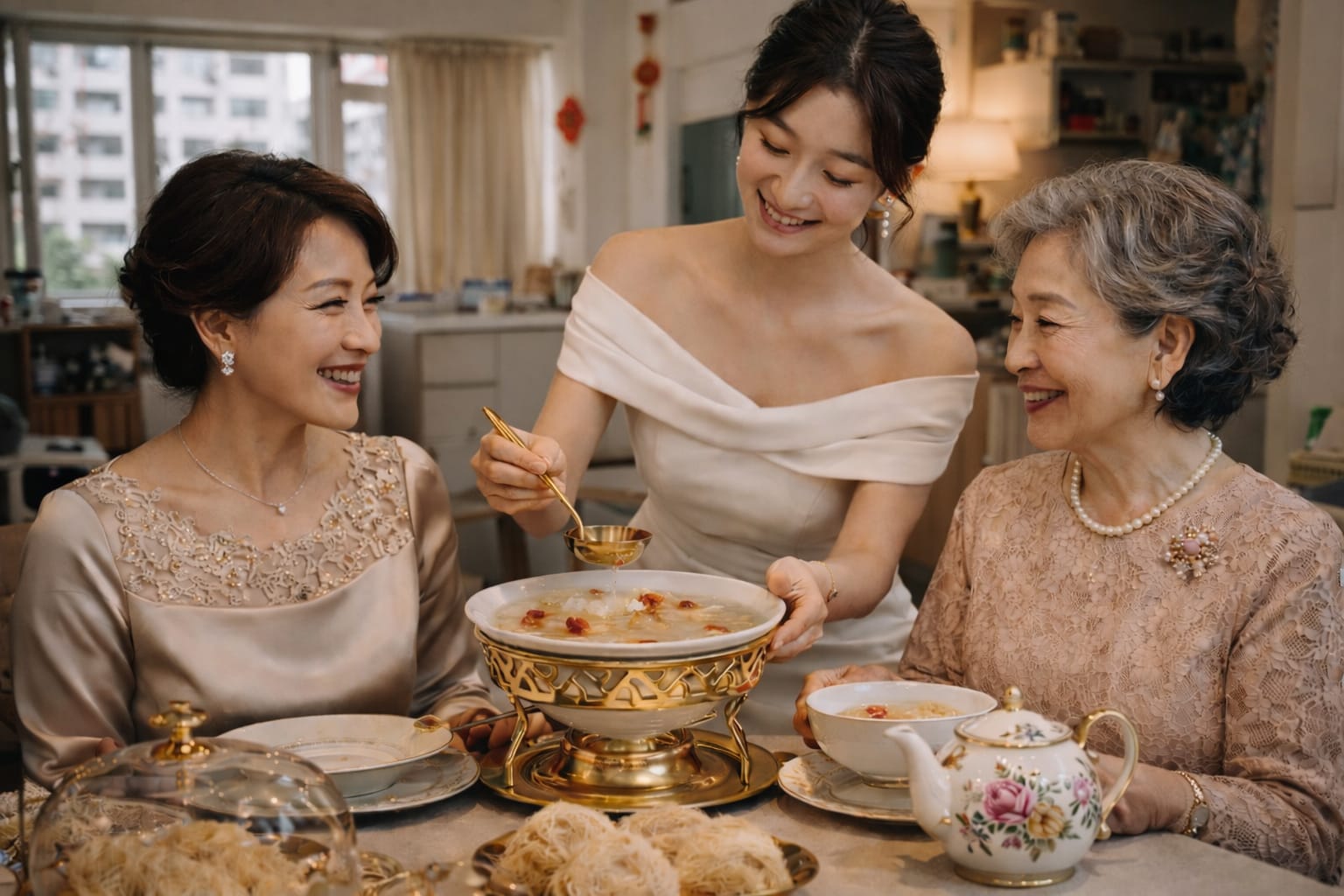 Three generations women bird's nest soup