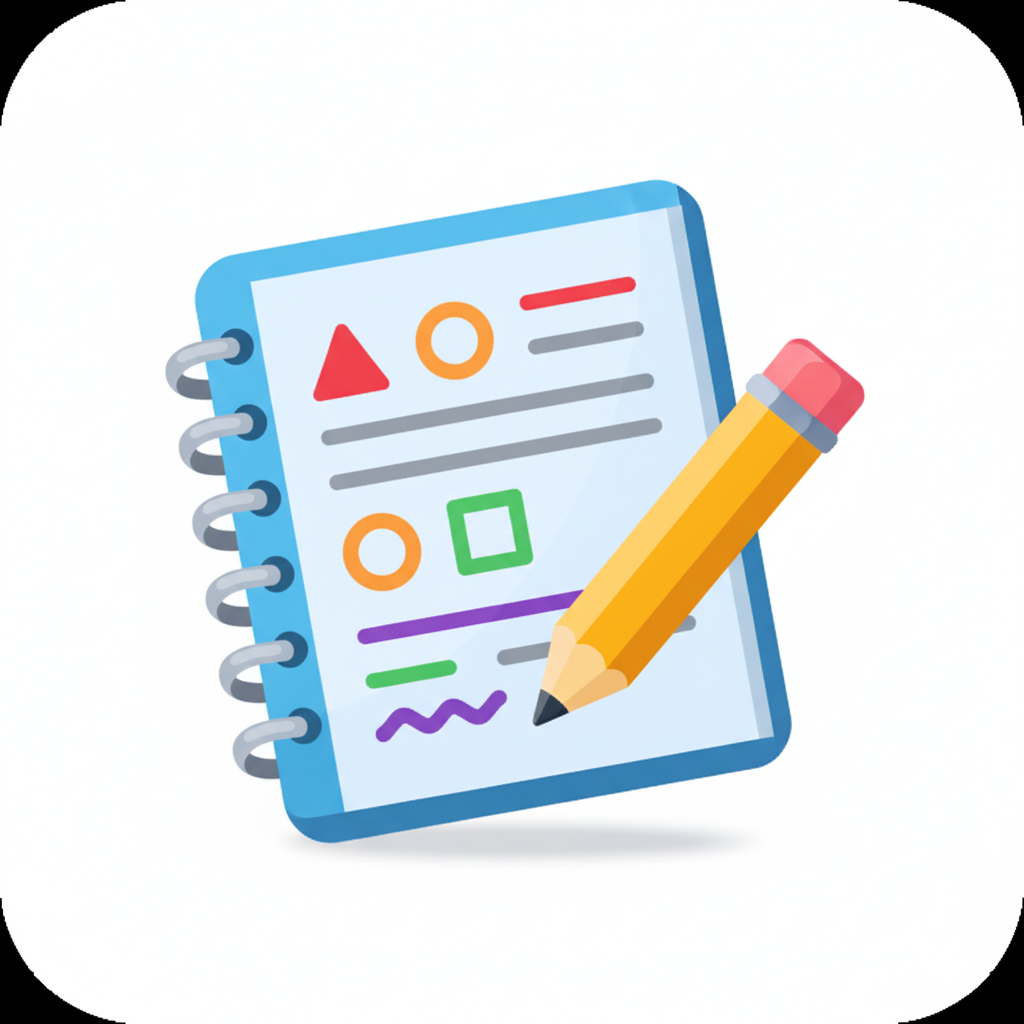 pencil and notebook icon, colorful vector style