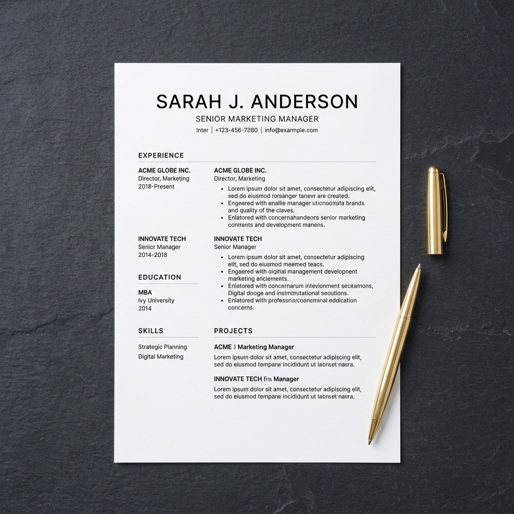 Clean professional resume document visual