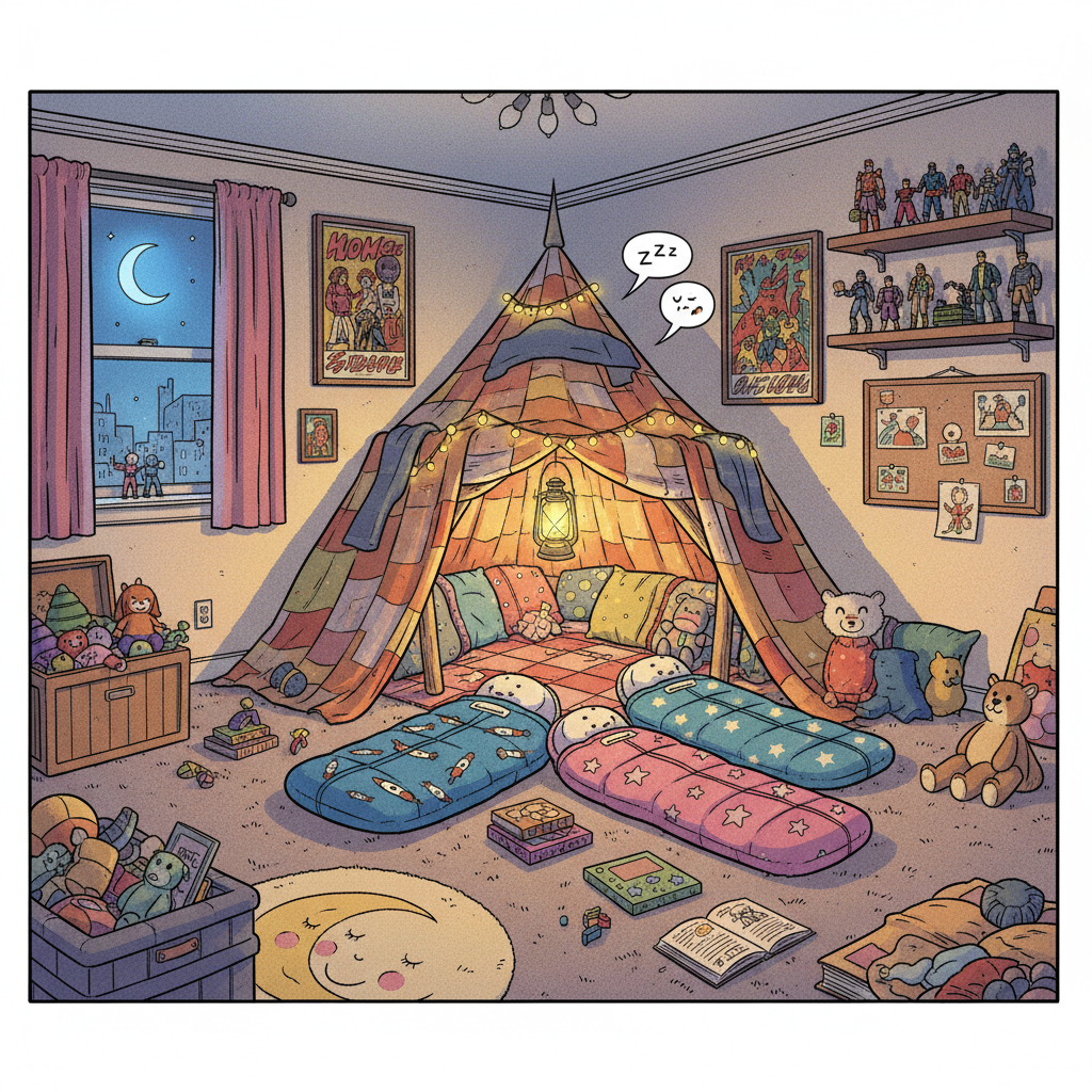 cool teenage boy room with gaming setup, led lights, messy but cozy, bean bags, digital art