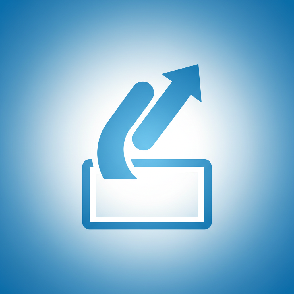 clean modern software interface icon, vector style, blue and white