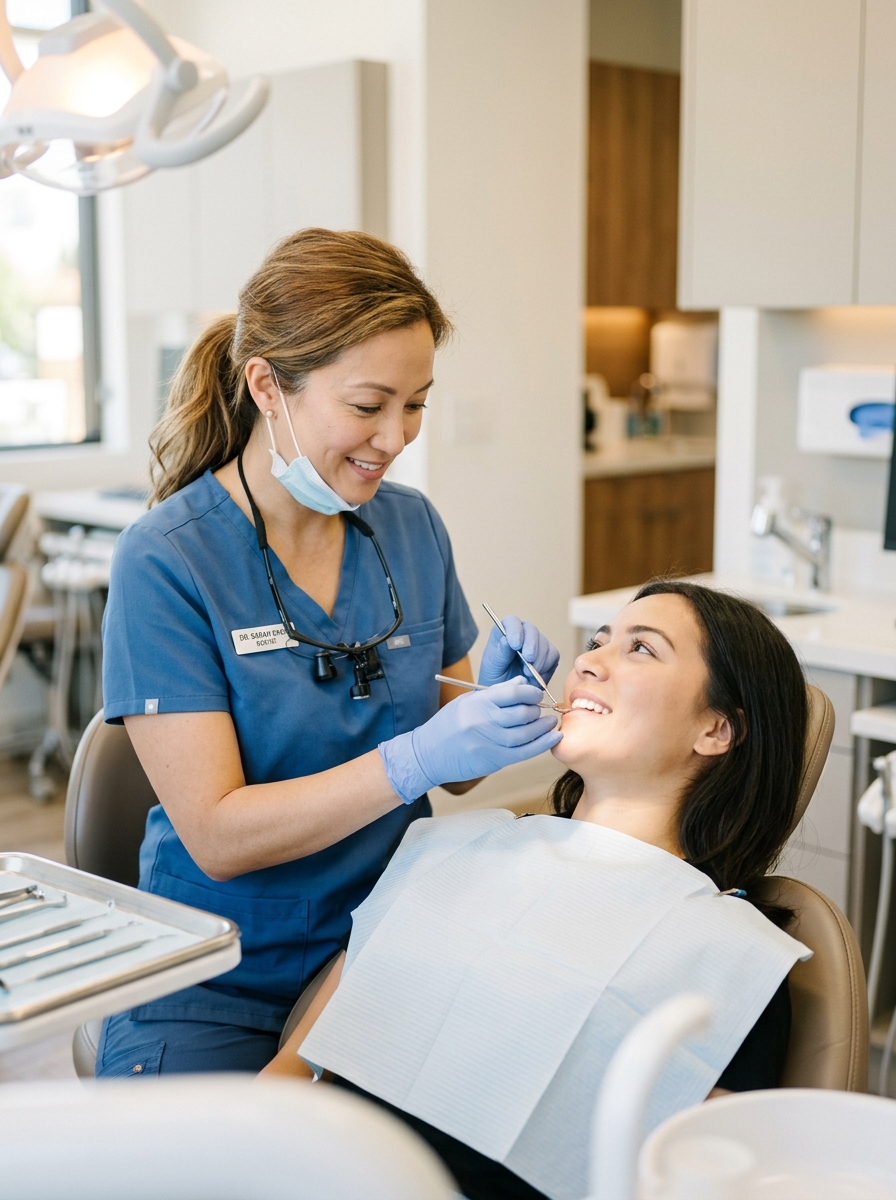 Dental professional with patient