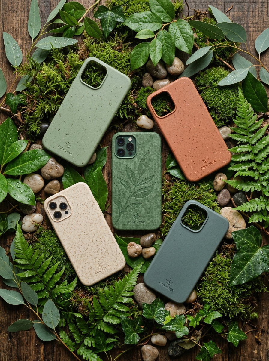 EcoCase phone cases flatlay