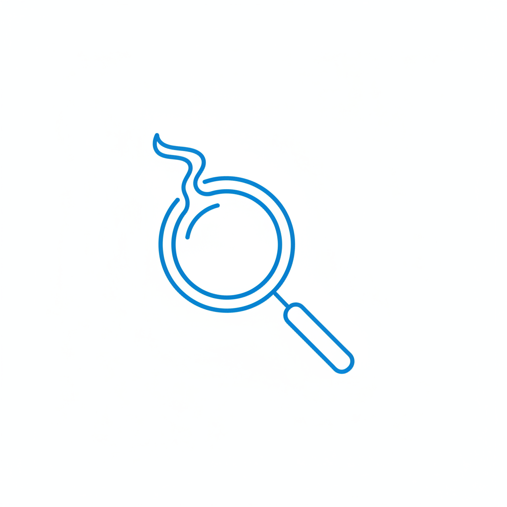 minimalist icon magnifying glass curiosity thin blue line