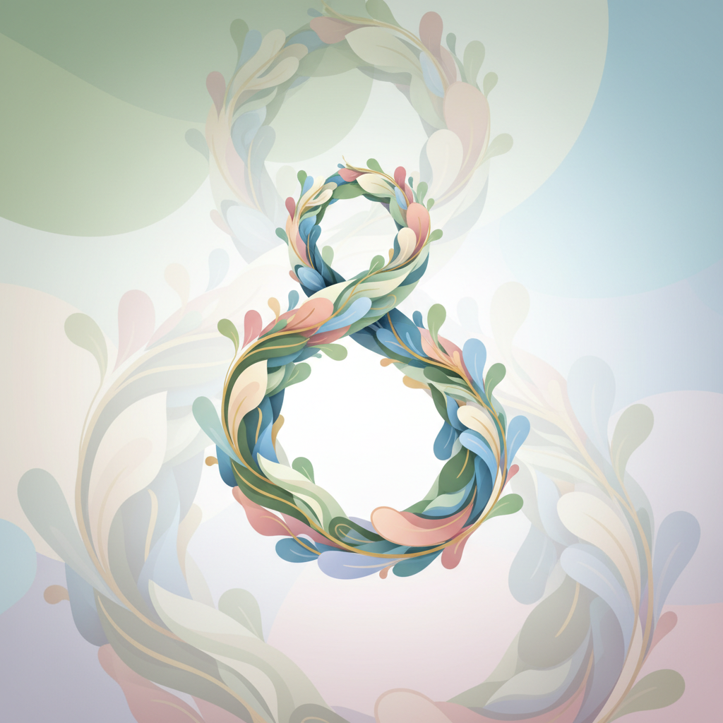 abstract illustration of an upward spiral or infinity loop, continuous improvement concept, nature inspired, soft colors