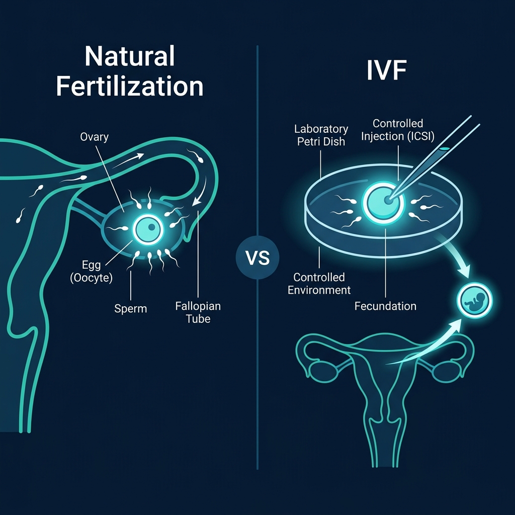 IVF vs Natural Fertilization Diagram