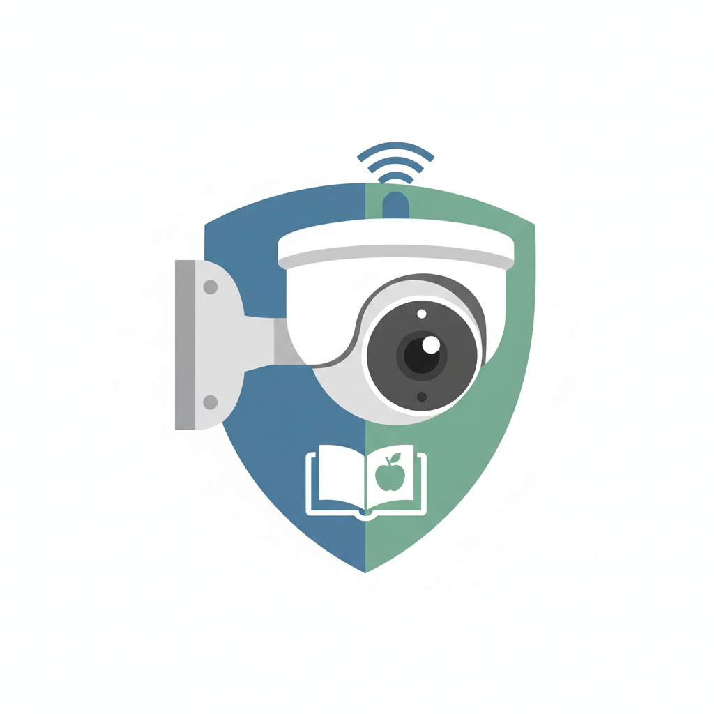 iconography of a school security camera, clean vector style fit for presentation