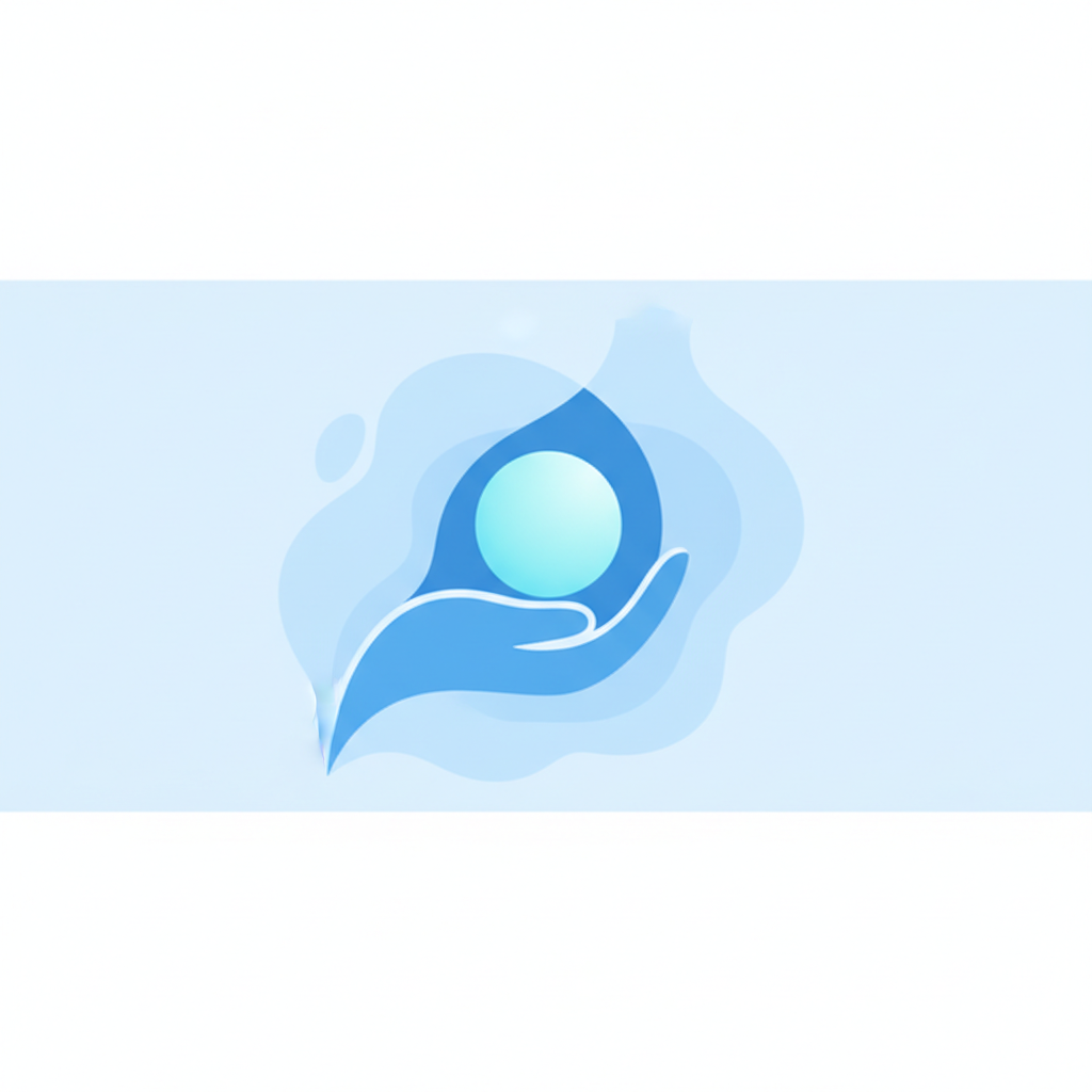 Abstract minimalist representation of mental health and support, soft blue colours, calm atmosphere