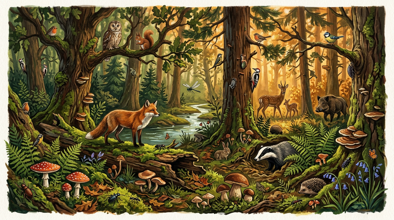 Lush painterly forest scene