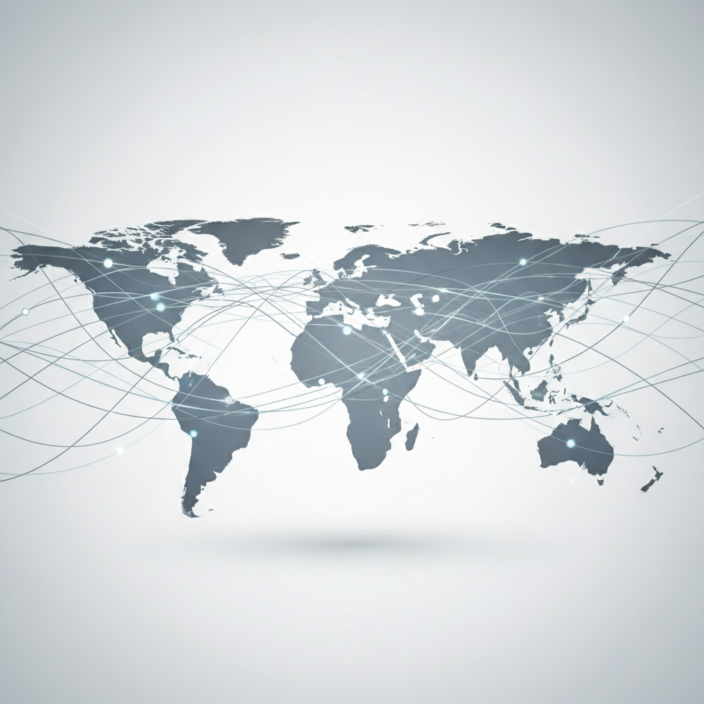 abstract connected network global lines minimal white grey background