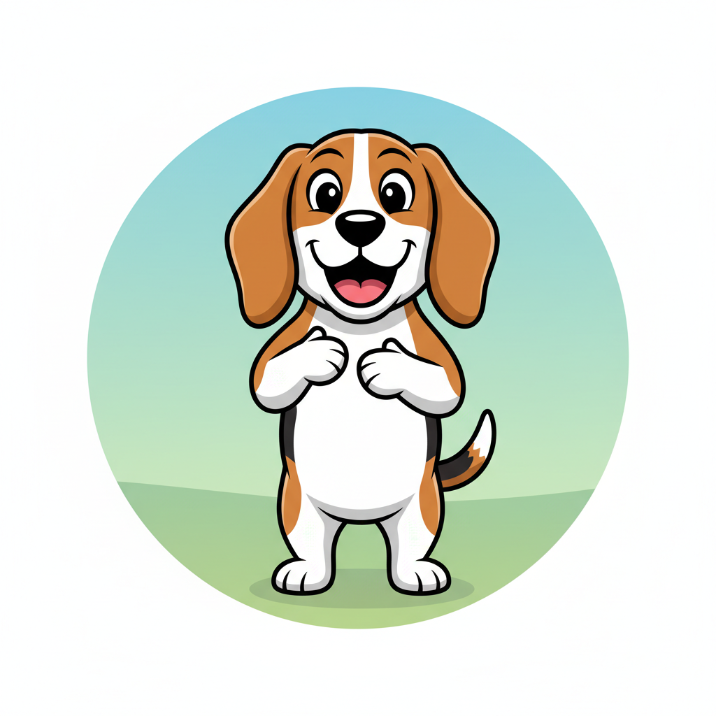 cute cartoon beagle dog waving goodbye happy