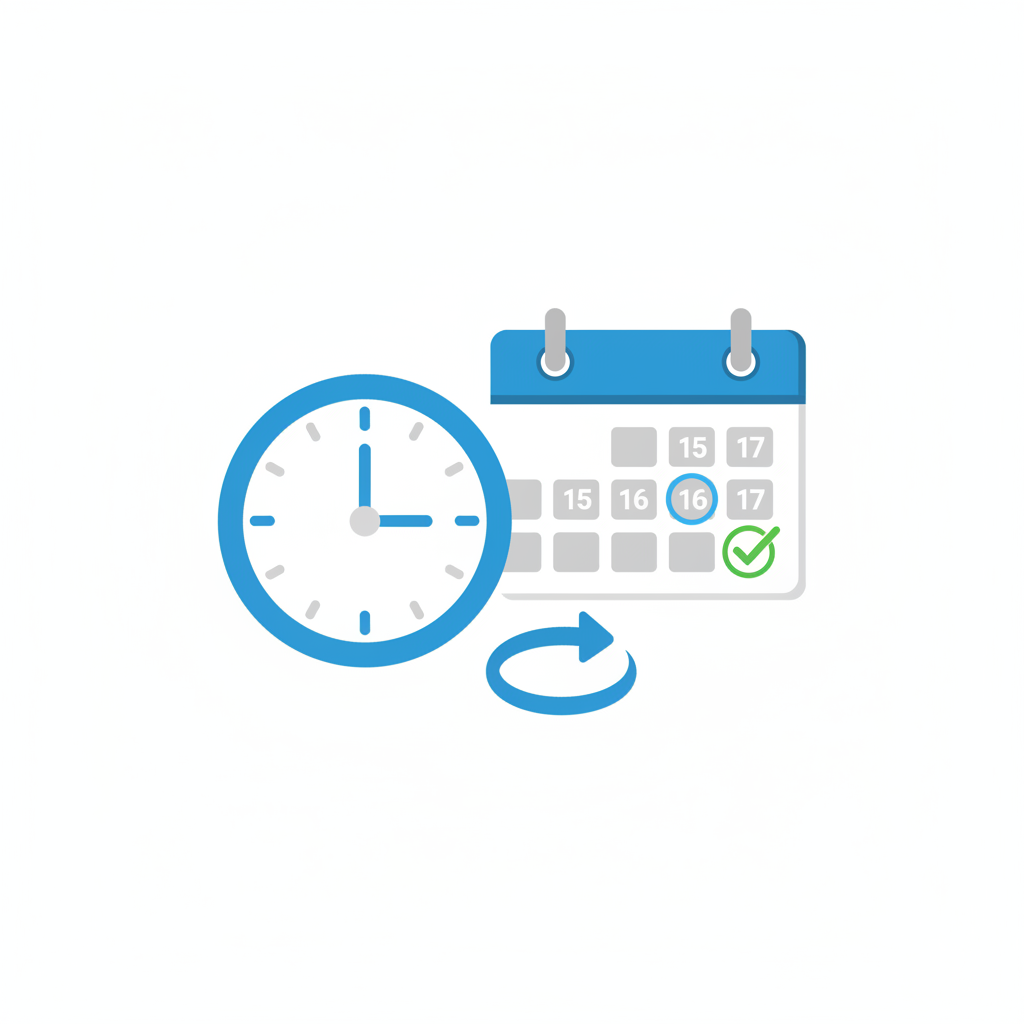 icon representing daily routine, clock and calendar, flat style