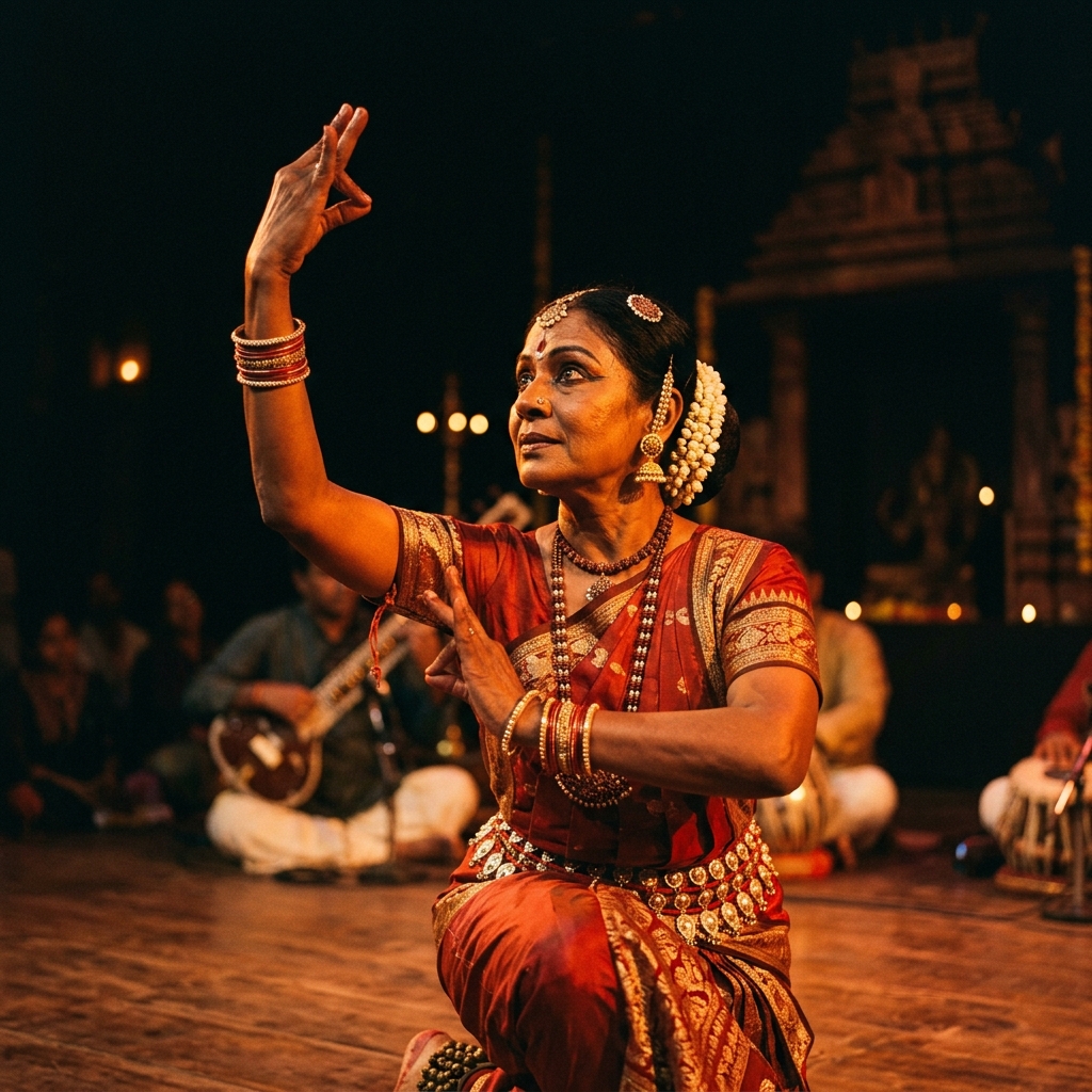 Older Indian woman classical dance