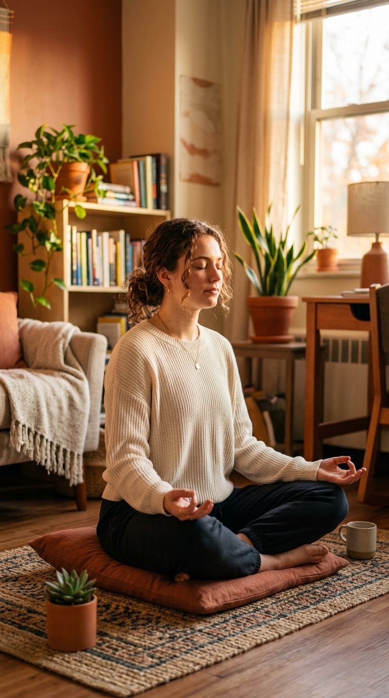 Student meditating