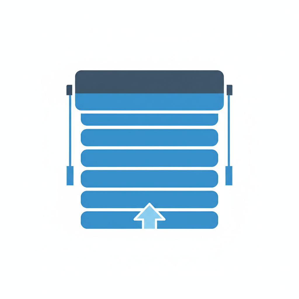 icon of a roller shutter or rolling metal security blind, simple flat vector, blue style