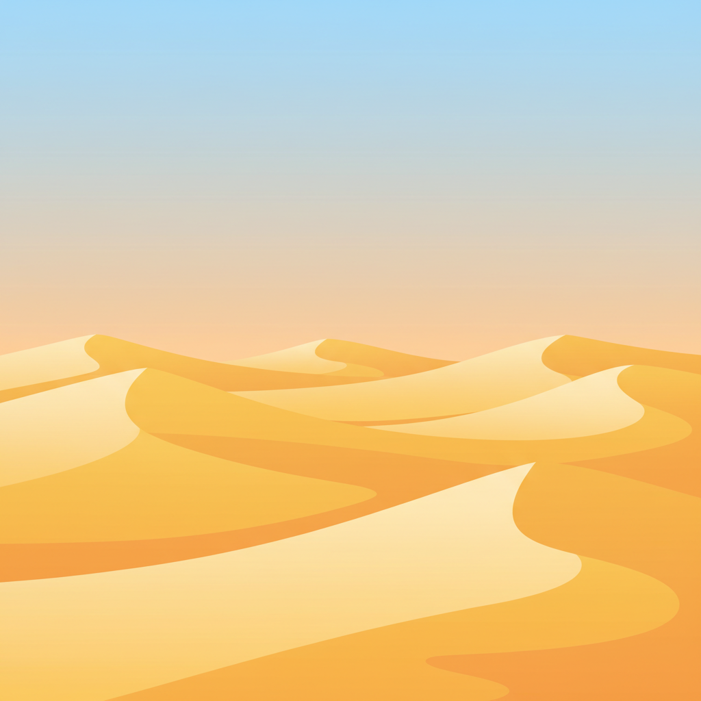 Desert landscape illustration yellow sand hills simple