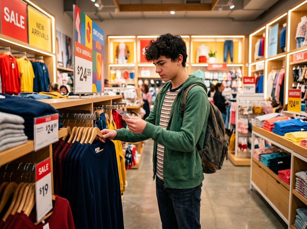 Student checking prices