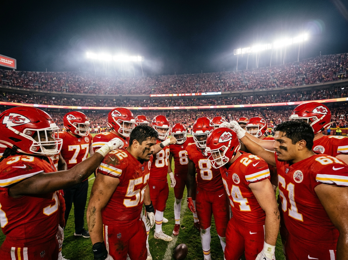 Athletes team huddle