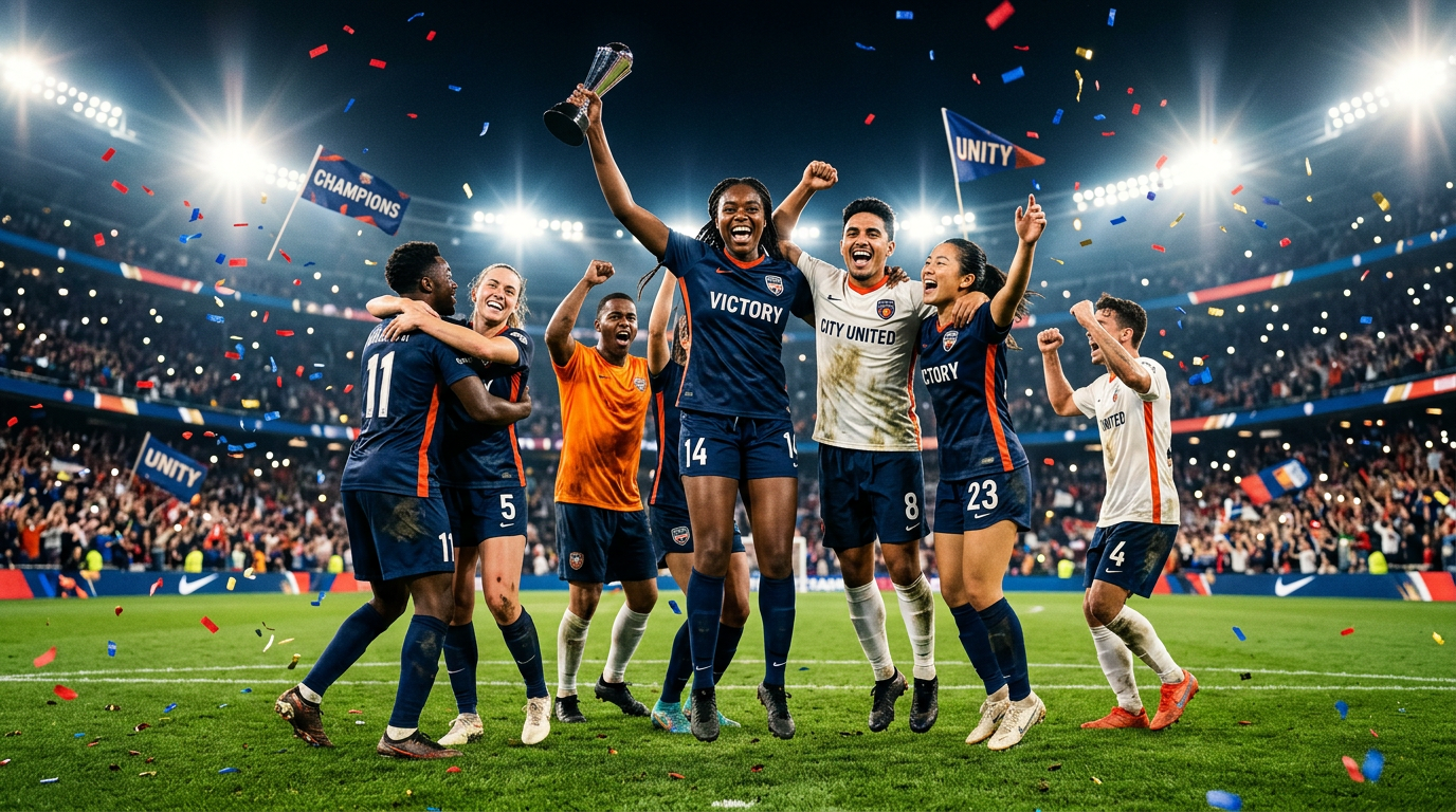 Athletes celebrating together