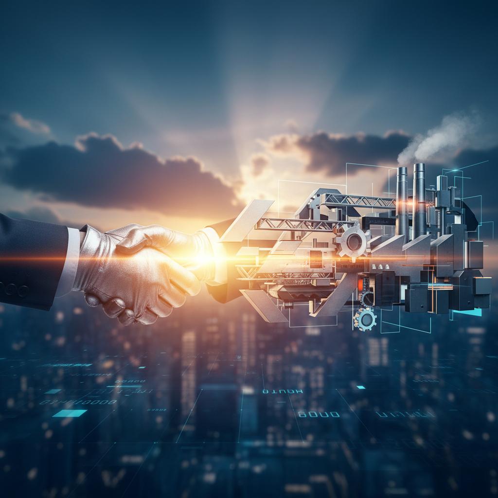 Professional handshake or successful industrial project completion abstract