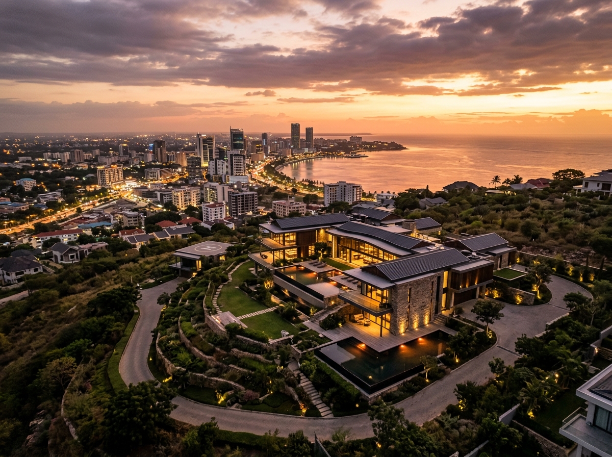 Aerial view of luxury African estate