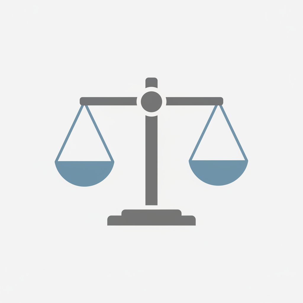 icon of a balance scale, minimal flat design, blue and grey
