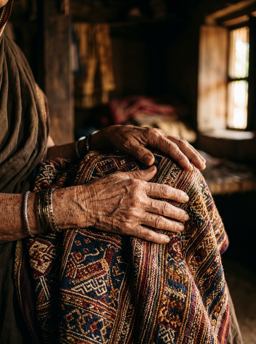 Elderly Indian woman's hands
