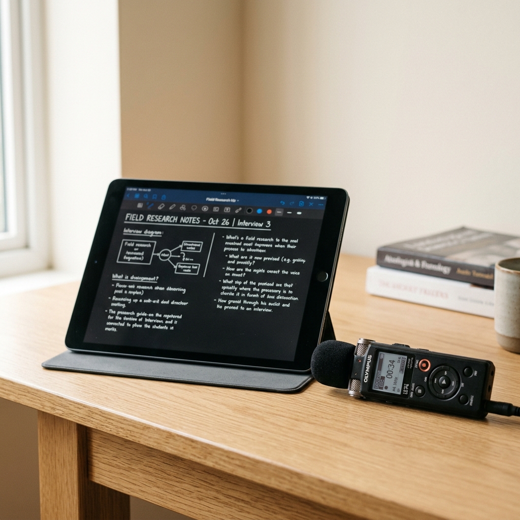 Tablet and microphone recording setup