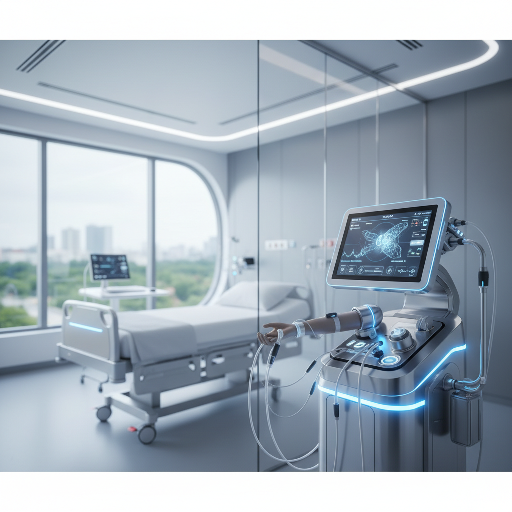 medical device in a modern hospital room, high tech, clean focus