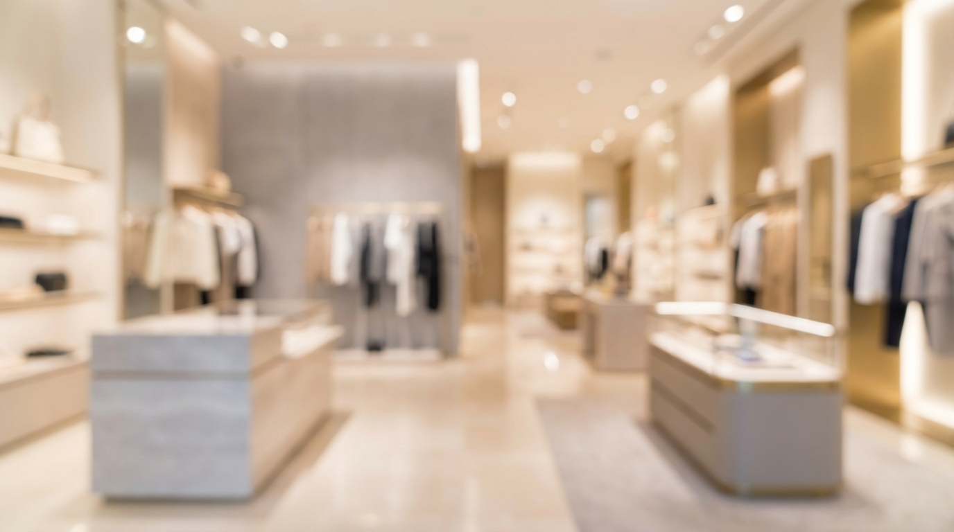 Blurred background of a high-end retail store interior, clean and modern