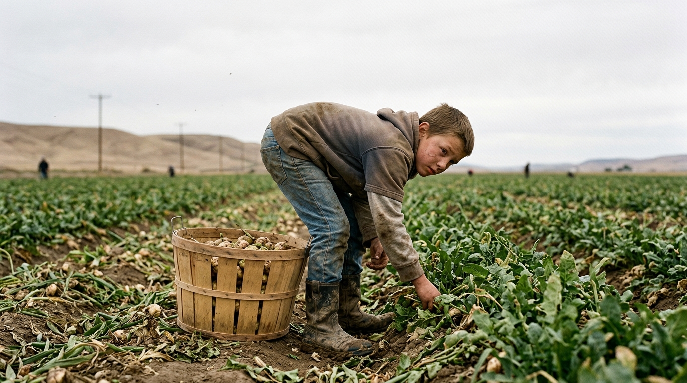 Child working in field