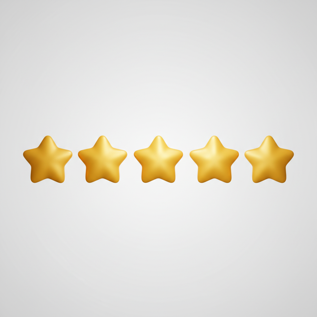 five yellow stars rating icon 3d render