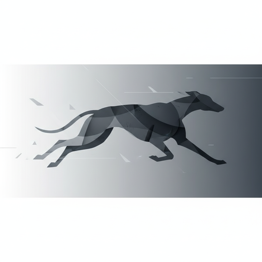 Abstract greyhound silhouette running, artistic, minimal