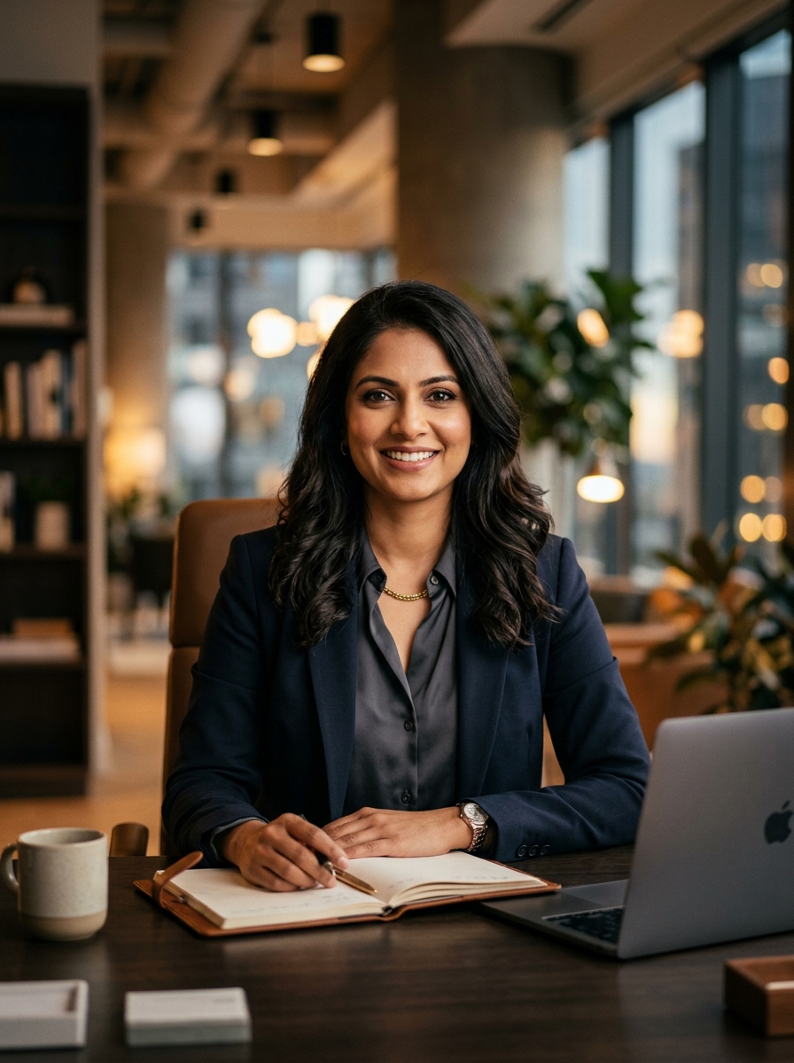 Founder at desk