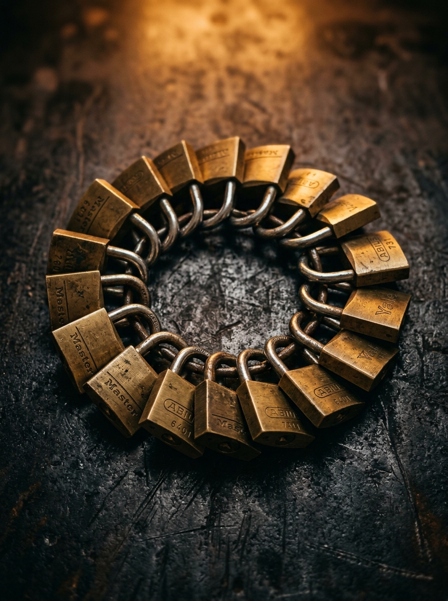 Padlocks chained in a loop representing a deadlock