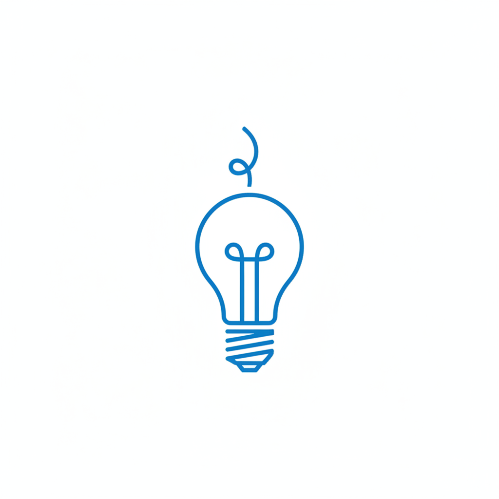 minimalist icon lightbulb moment thin blue line