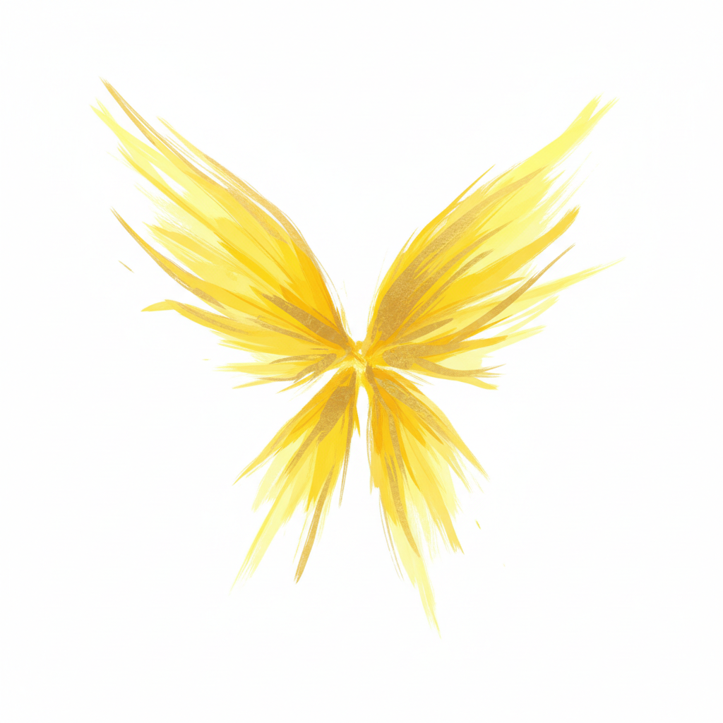 white canvas with abstract yellow and gold brush strokes starting from center, artistic, bright, minimalist