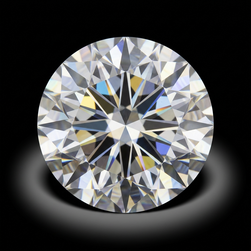 A single polished diamond spotlighted on black background