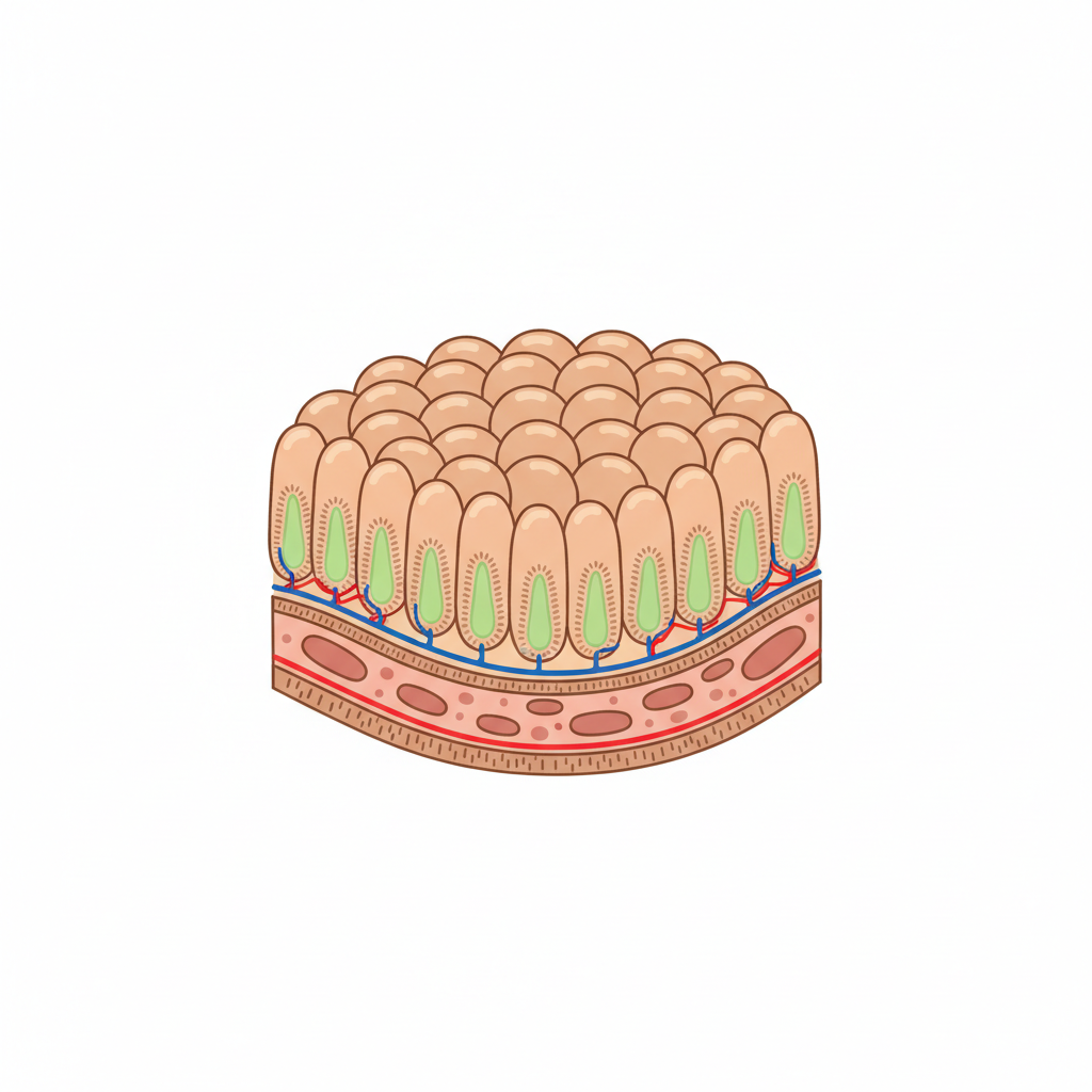 medical illustration of intestinal villi or digestive system anatomy simple vector
