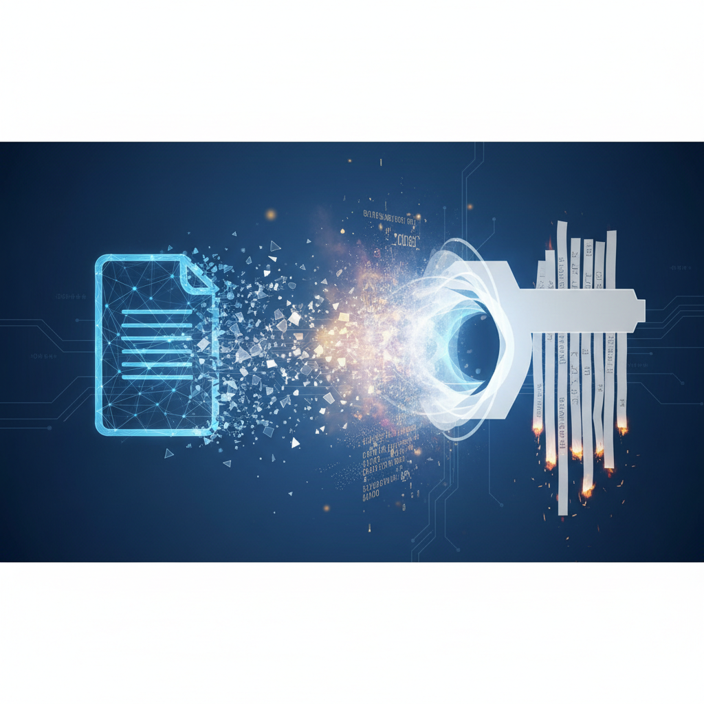 shredding paper document or deleting file visualization, clean