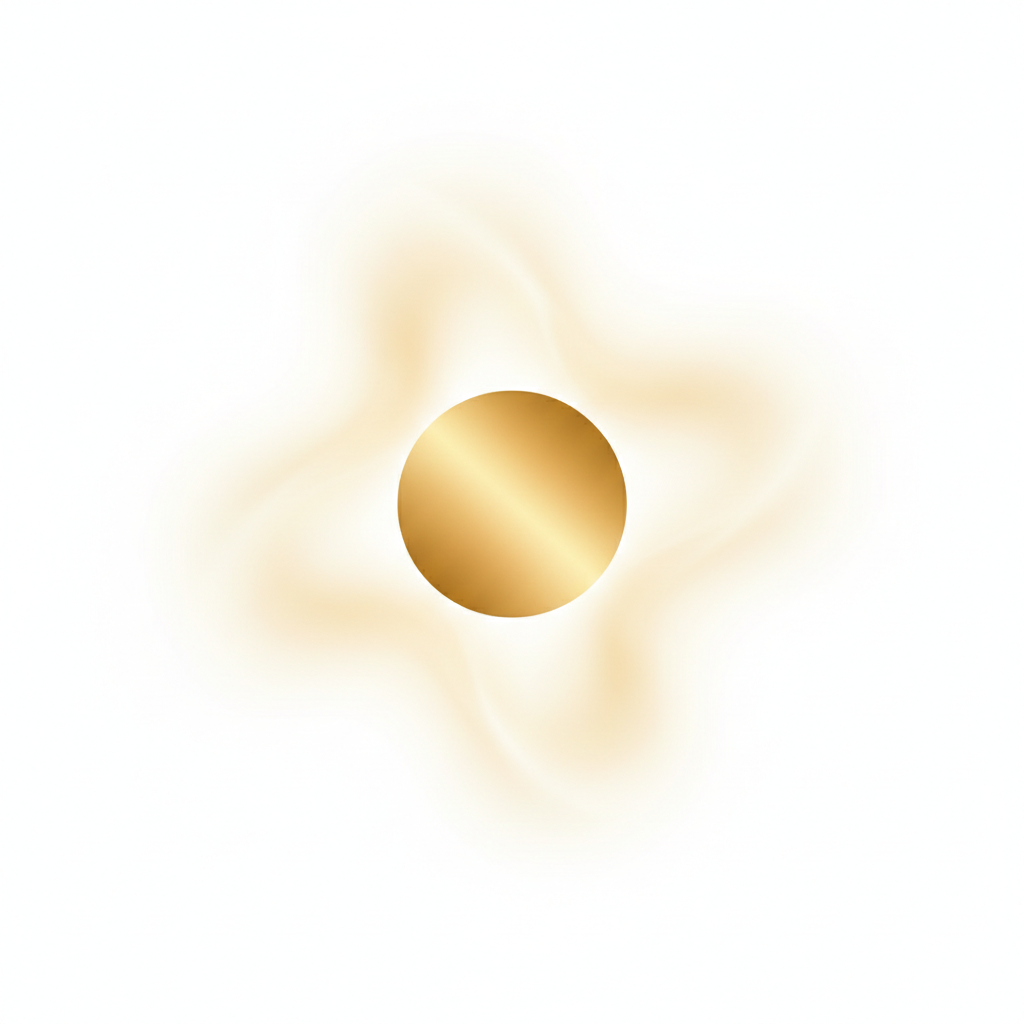 abstract representation of a glowing soul, minimalist, single golden circle in a white void, radiating warmth, high quality