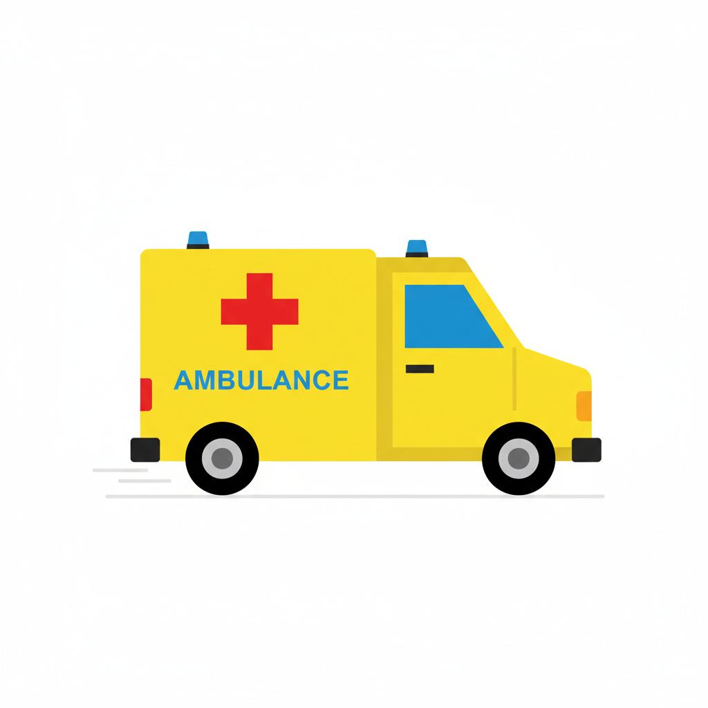 UK bright yellow ambulance vector graphic minimalistic