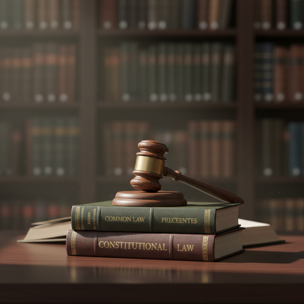 gavel and books on a table, legal concept, serious tone, photorealistic