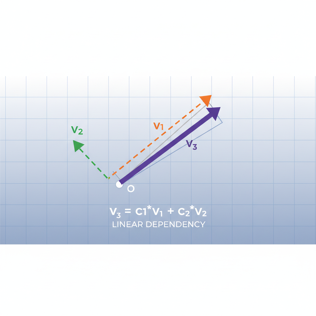 flat 2D vectors illustrating linear dependency coplanar geometry
