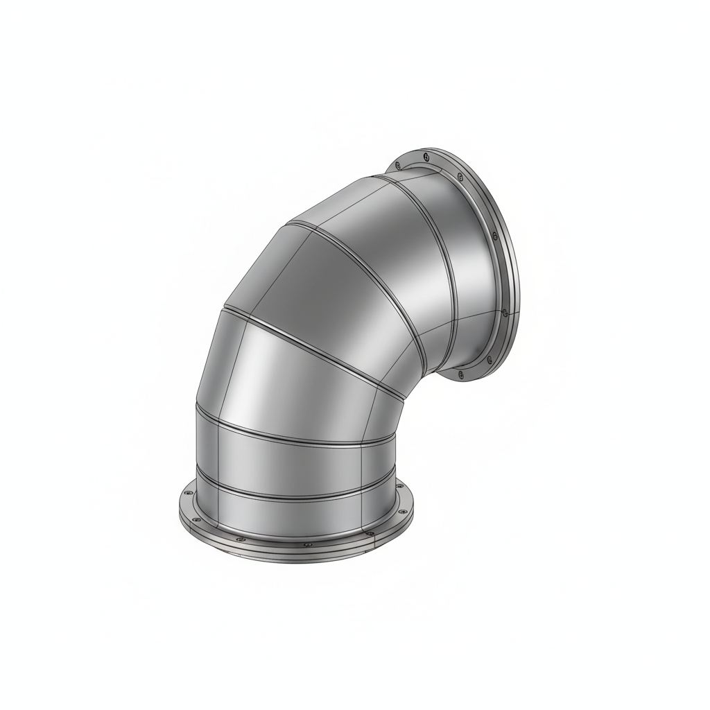 3D CAD model of stainless steel ventilation elbow ductwork