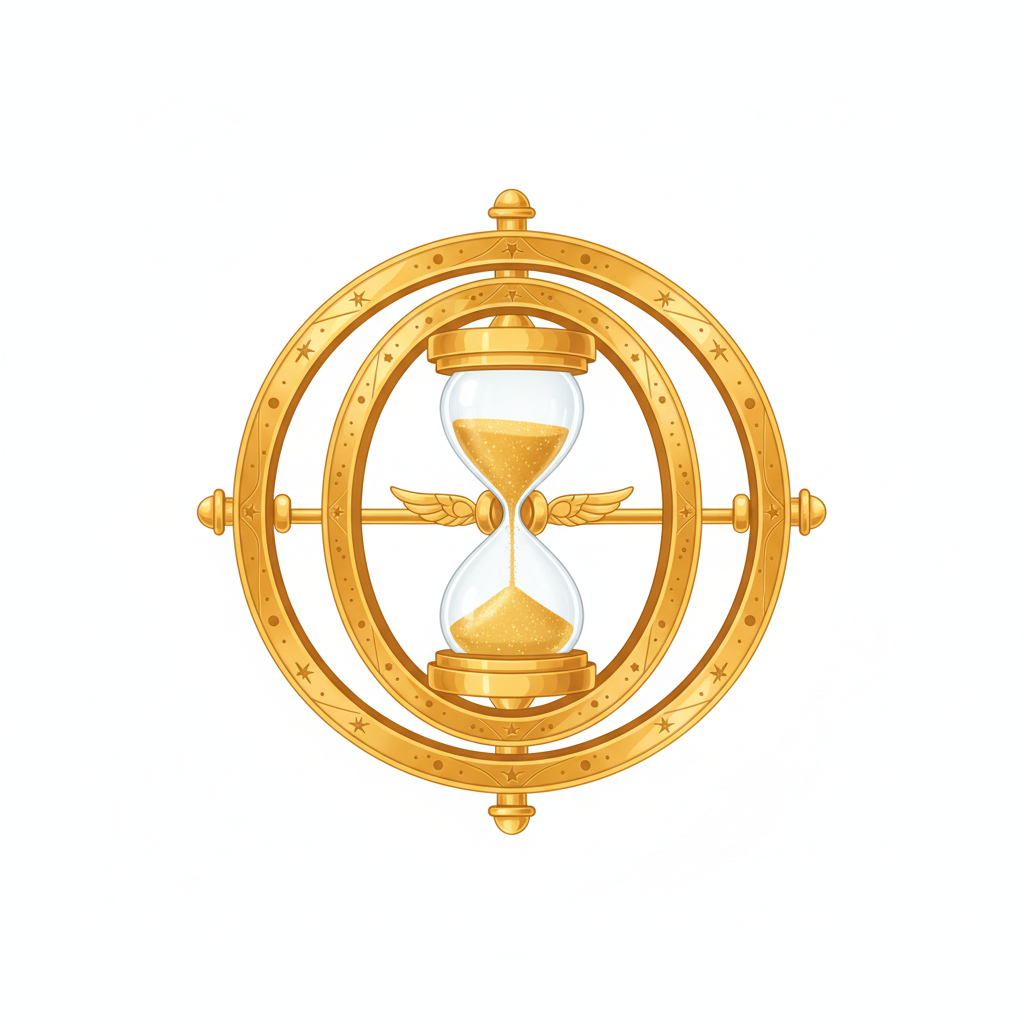Simple illustration of a time turner hourglass gold
