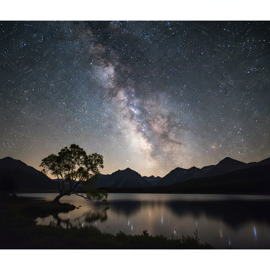vast night sky filled with bright shining stars, milky way, peaceful, awe-inspiring, nature photography