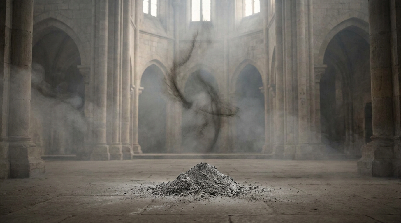 Smoke clearing. Where the villain was, there is only a pile of grey ash and a scorch mark floating in the air.