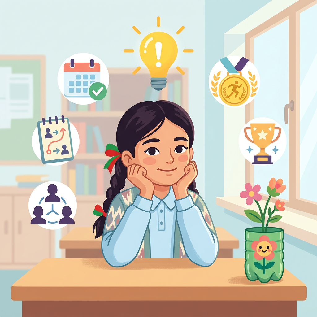 Thinking student cartoon