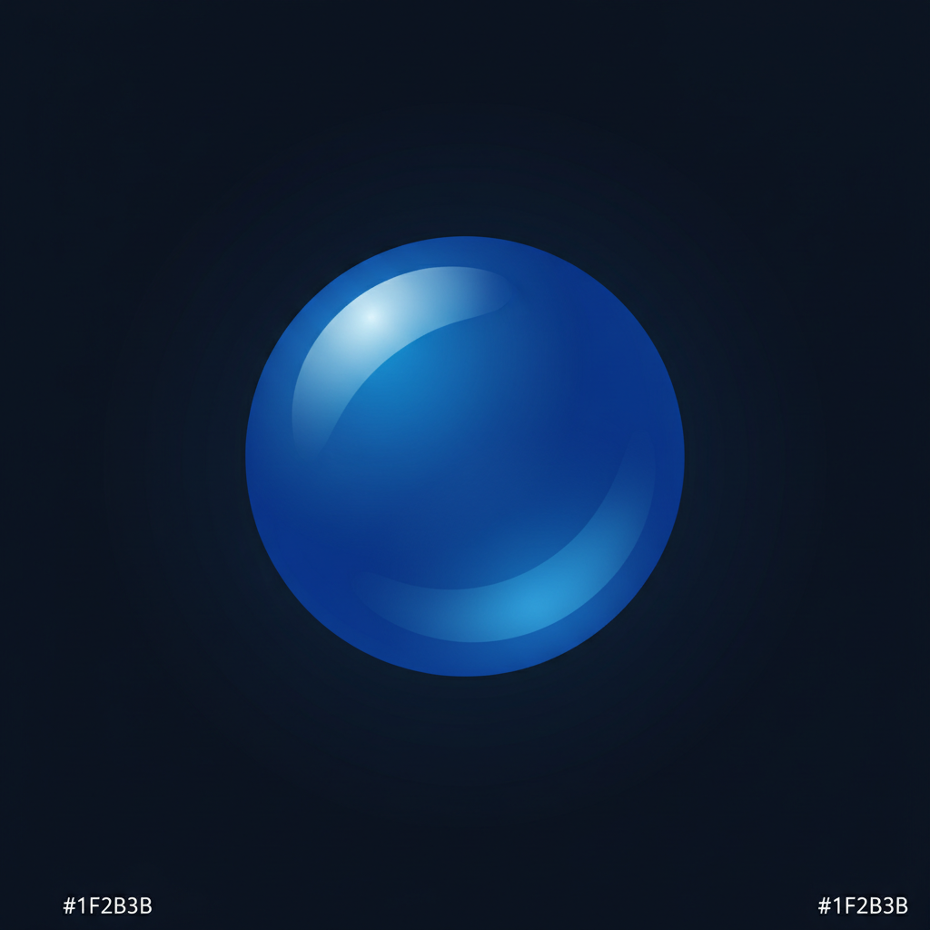 minimalist vector illustration of a perfect blue water drop on dark (1F2B3B) background, shiny and spherical, flat style